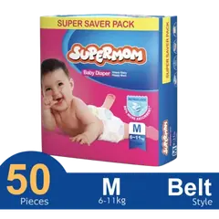 Supermom Belt System Baby Diaper (M Size) (6-11kg) (50 Pcs) - Rokomari